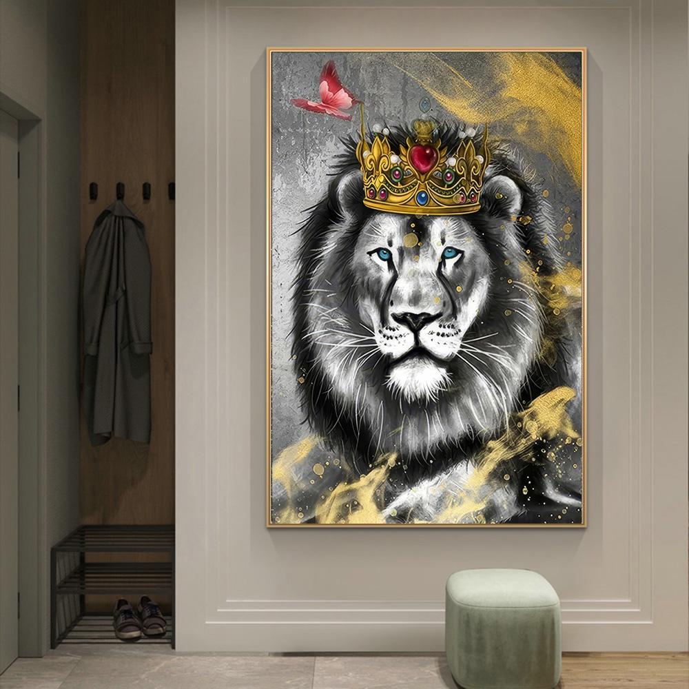 African Lion Kings Portrait Canvas Paintings On the Wall Art Posters and Prints Animals Art Pictures For Living Room Cuadros