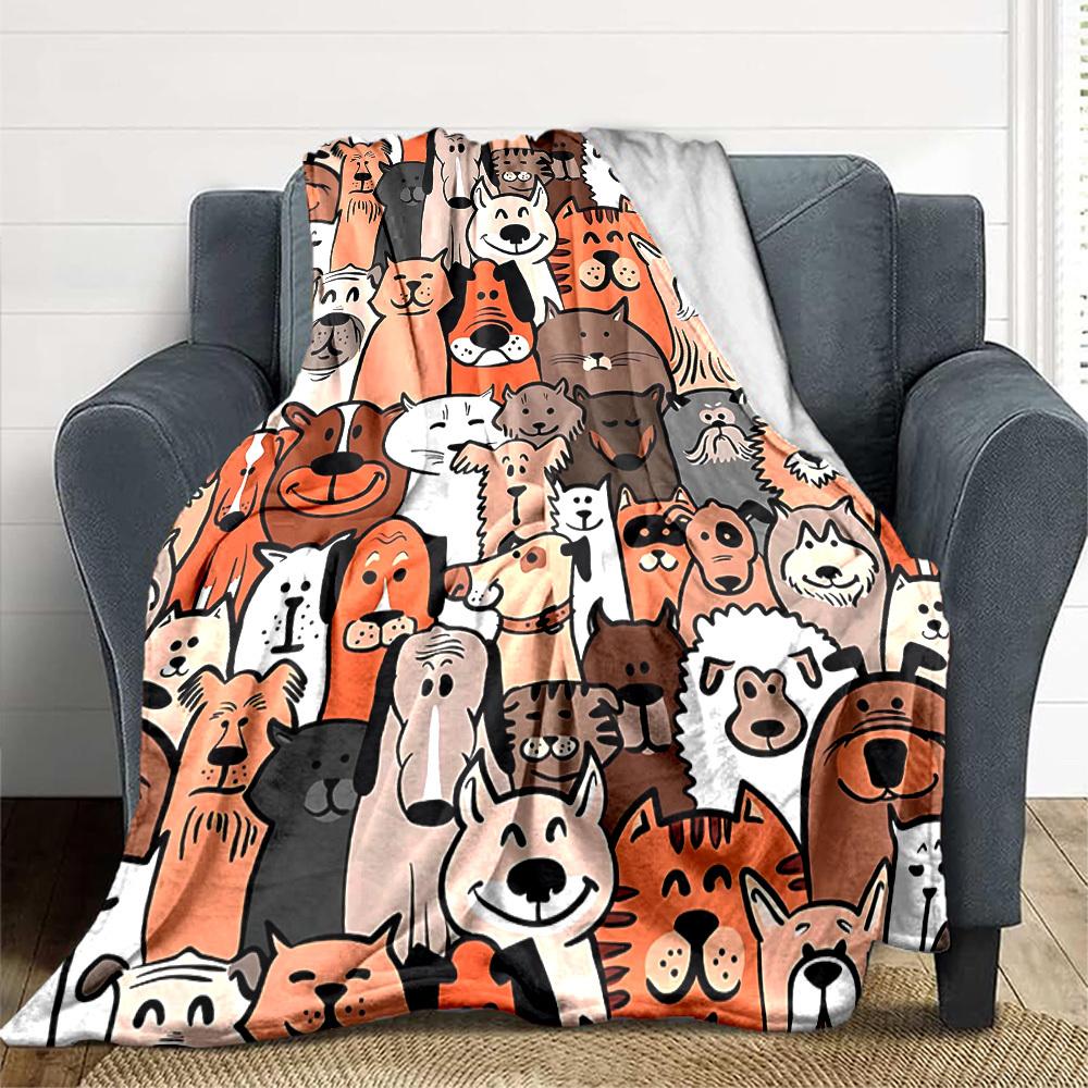 1pc Pets Animals Dog Print Blanket   Lightweight Flannel Throw Blanket For Sofa, Bed, Living Room, Office, Outdoor Travel, Camping