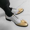 Men Derbys Gold Silver Wedding Dress Dance Shoes Leather Shoes Business Formal Shoes Tuxedo Prom Blazers Shoes Large Size