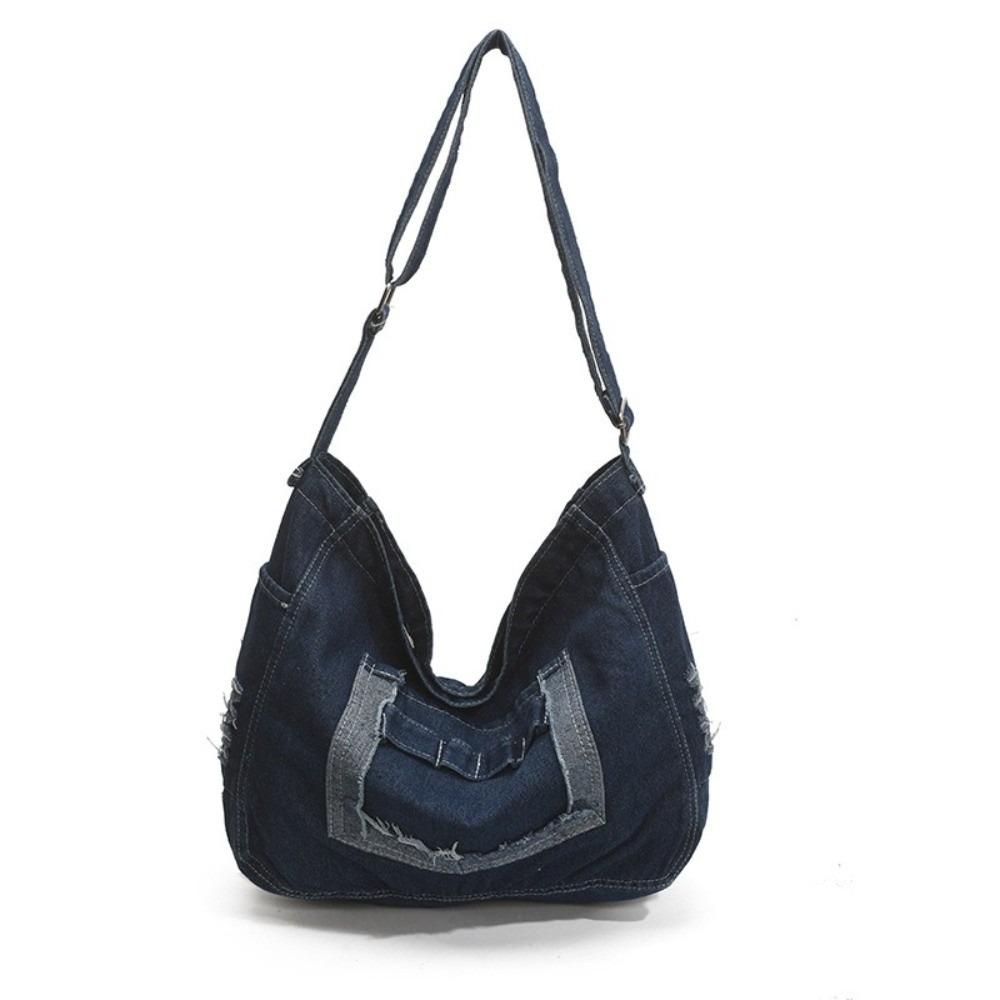 

Vintage Denim Shoulder Bag Large Capacity Satchel Bags Korean Cross Body Bag Ladies темно-синий