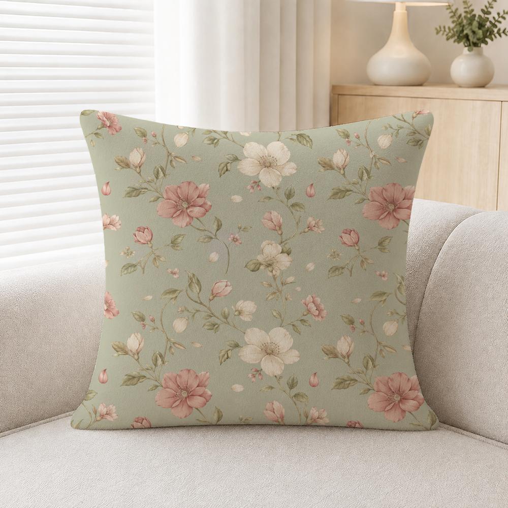 Floral Print Petal Illustration Print Cushion Cover Soft Plush Fluffy Throw Pillow Cases For Sofa Bedroom Home Decor