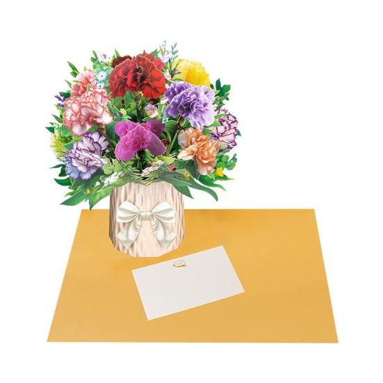 Paper Flower Pop Up Cards 3D Flower Bouquet Greeting Card with Envelope And Note for Mother's Day Graduation Anniversary Birthday Congratulations