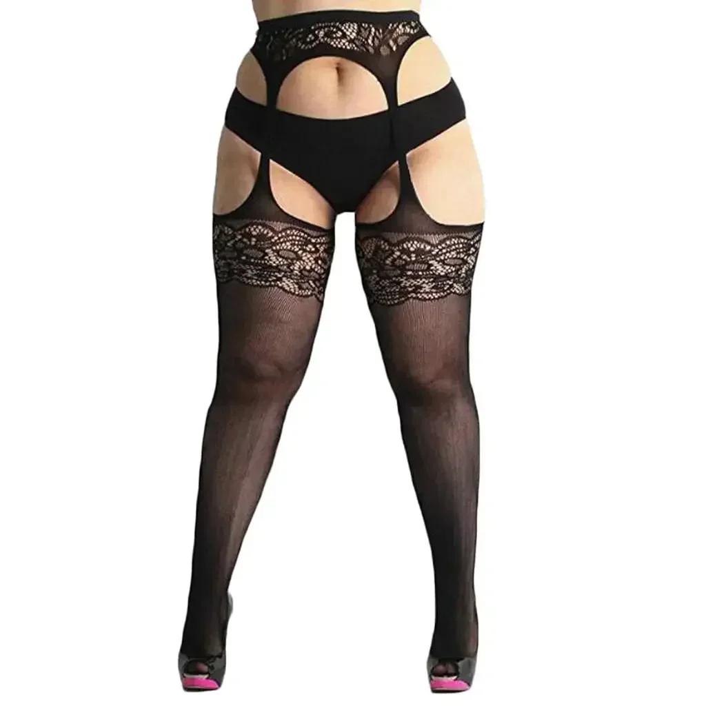 Sexy Over Knee Thigh High Lace Stockings With Silicone Anti-Slip Elastic Plus Size Stocking For Woman 3Xxxl 4Xl 5Xl