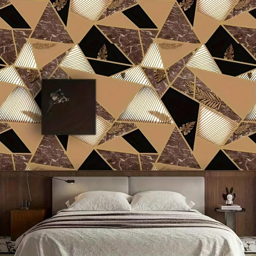 33D Effect Metallic Geometric Marble Self Adhesive Wallpaper Modern Quartz Triangles PVC Wallpaper Living Space and Feature Wall