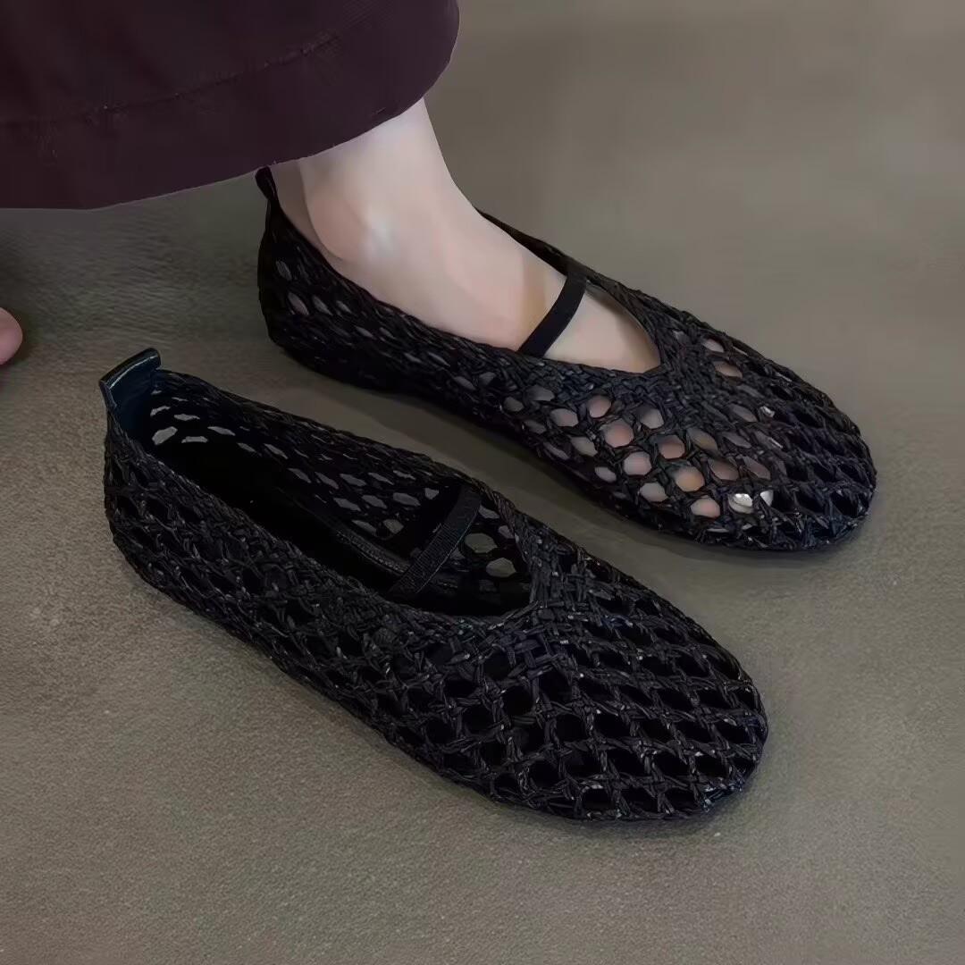 Retro Shoes, Hollowed-out Shoes, Flat Shoes, Women s Shoes, Sandals 35 чёрный