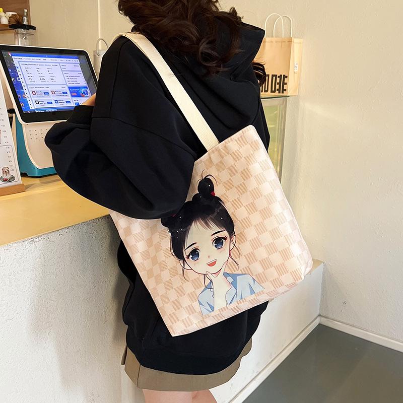 2025 New Canvas Bag Women's Shoulder Bag Shopping Bag Large Capacity Student Tutoring Bag Canvas Bag