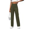 Women Casual High Waist Button Pocket Loose Straight Long Pants