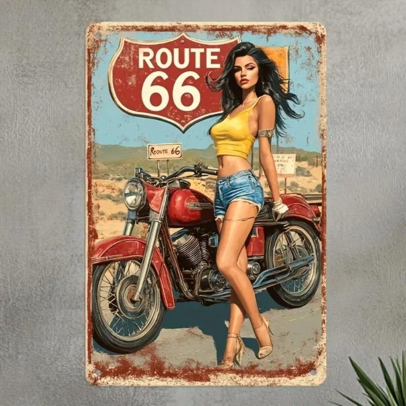 Motorcycle Metal Wall Sign, Garage Bar Decor 20x30cm