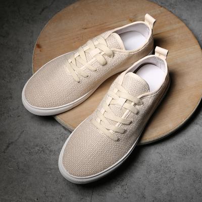 Mode Beige Canvas Schuhe Herren Skateboardschuhe Flache Freizeitschuhe Herren Laufschuhe Leicht Atmungsaktiv Fahrschuhe Für Herren