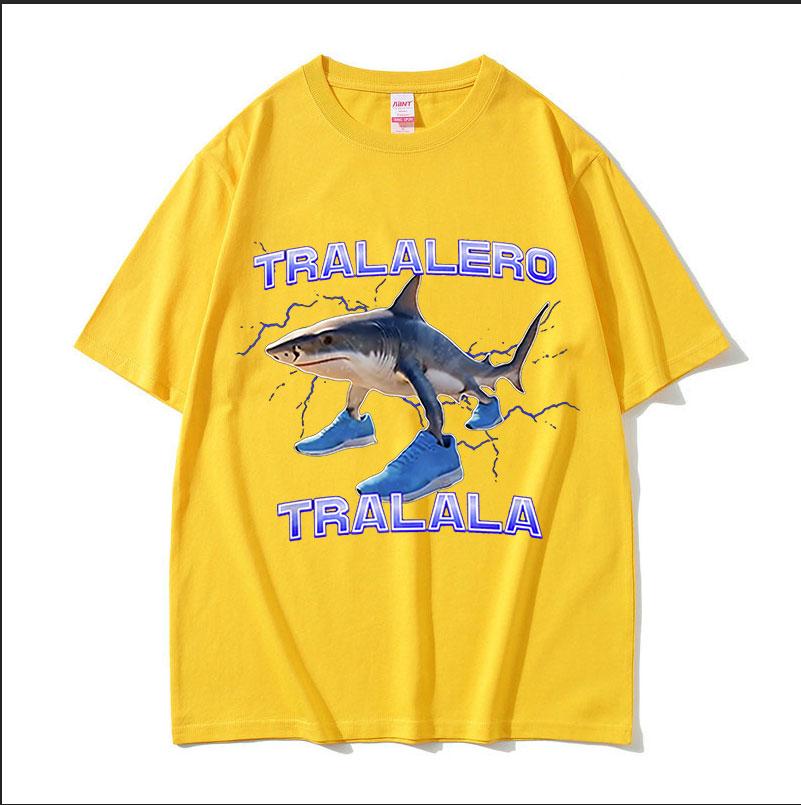 Funny Running Tralalero Tralala Shark Meme T Shirts Men Women Summer ONeck Fashion Retro Cotton Short Sleeve Tshirt Streetwear