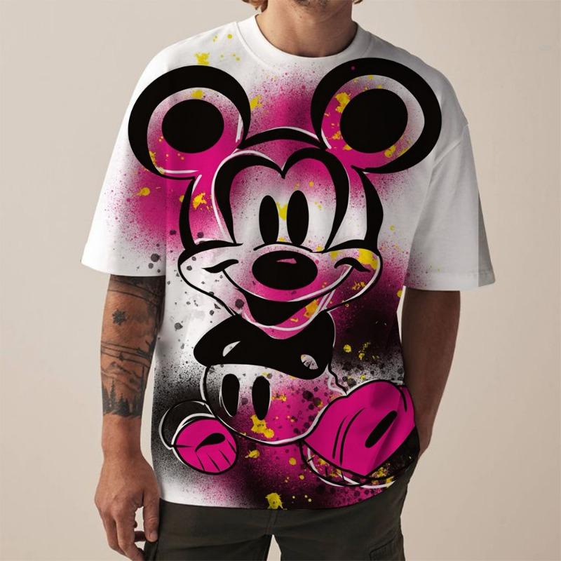 

Disney Mickey Mouse print men s T-shirt fashionable holiday gift men round neck short sleeved oversized Hip hop clothing Boys S