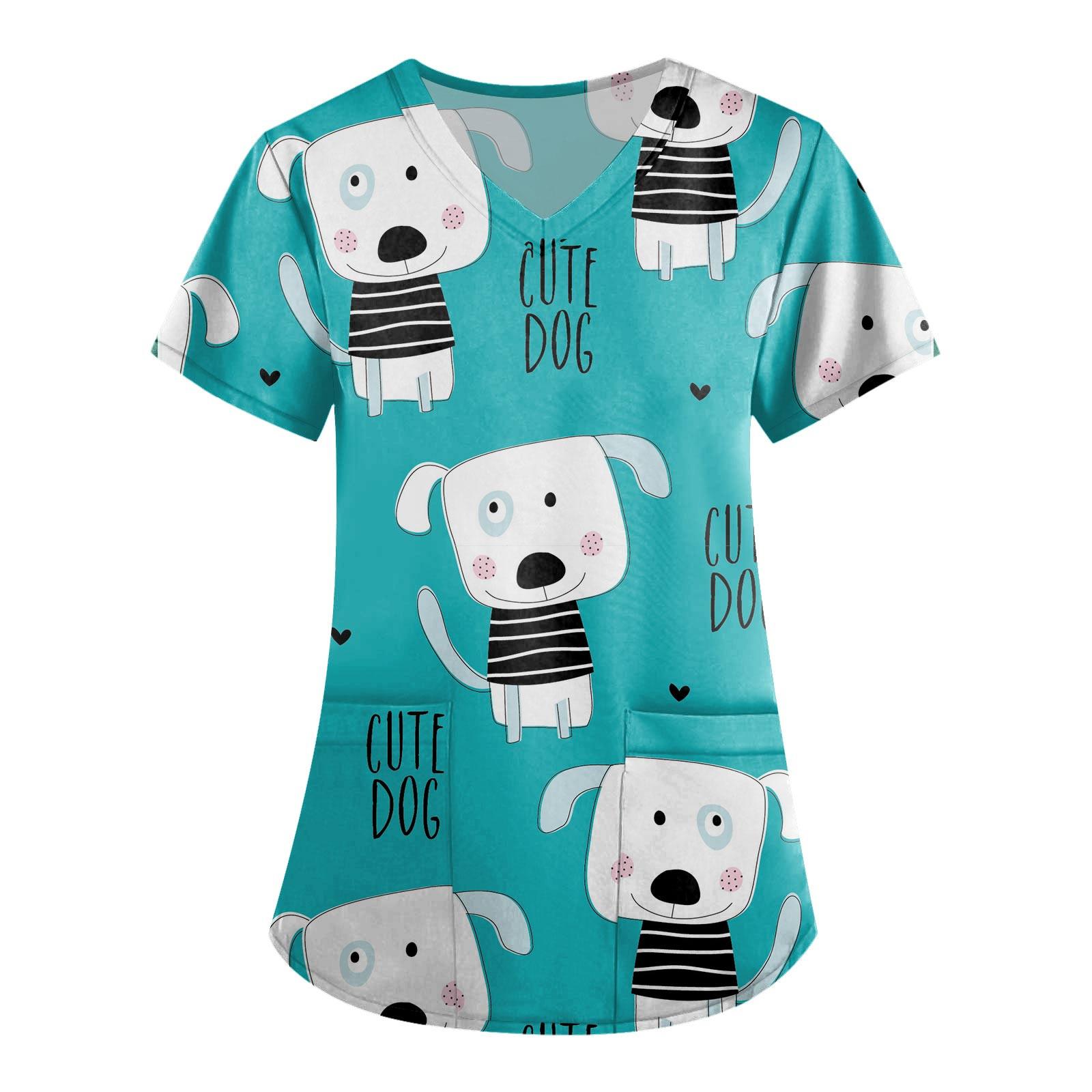 

Женские топы с v-образным вырезом и короткими рукавами с персонализированным принтом, рабочие футболки XXL