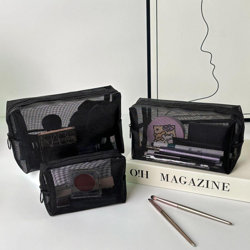 High-Capacity Transparent Makeup Bag Set - Three-Piece Travel Organizer