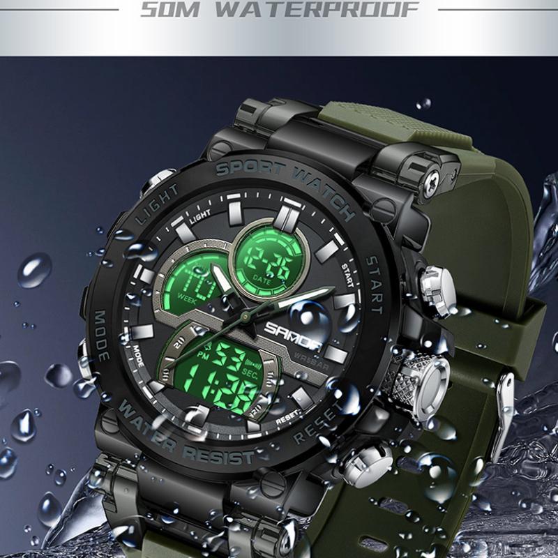 SANDA Watch Cool Trend Multifunctional Sports Waterproof Dual Display Electronic Watch
