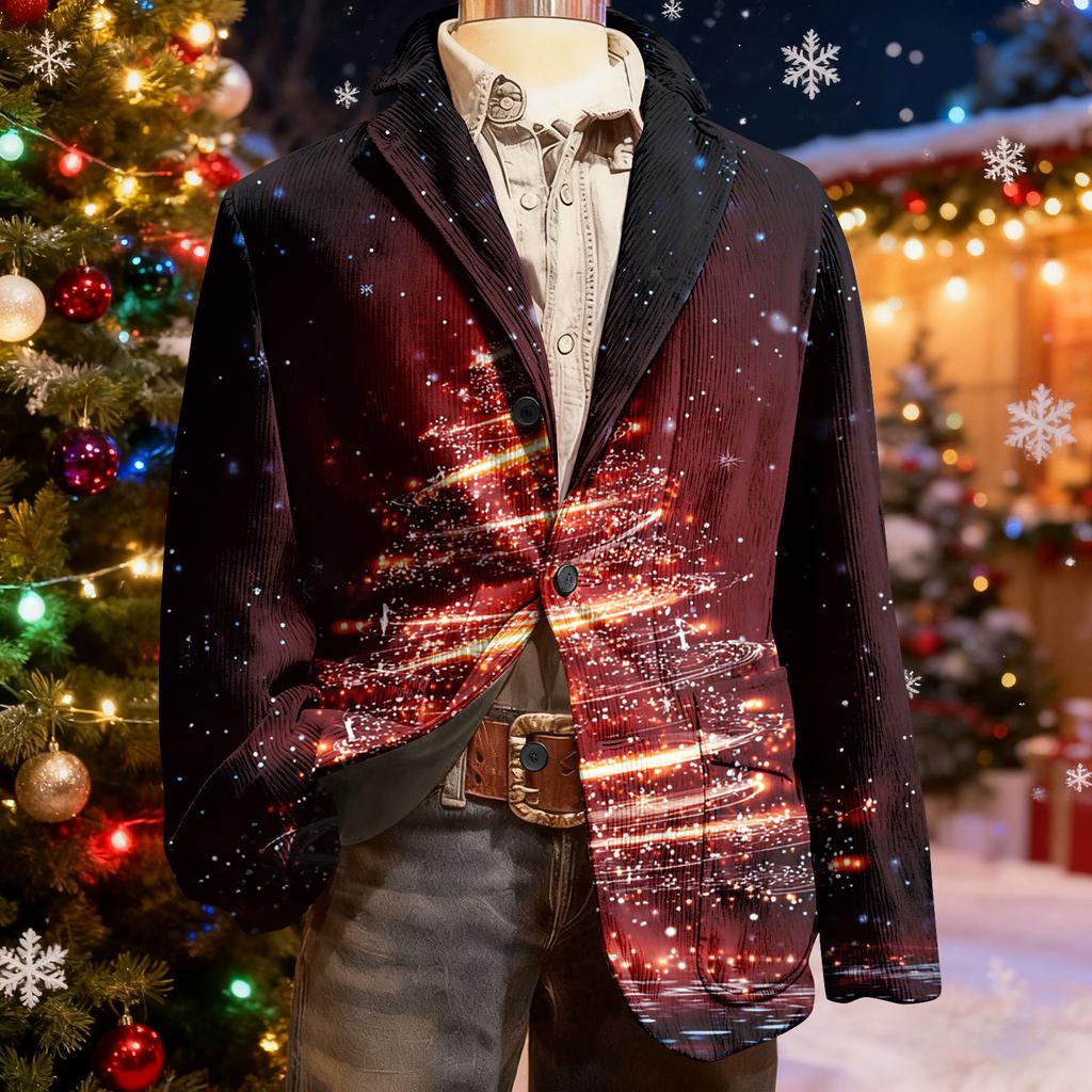 Herren Hässlicher Weihnachten Kord Warmtaschen Anzugjacke Strickjacke Herren Freizeitanzug