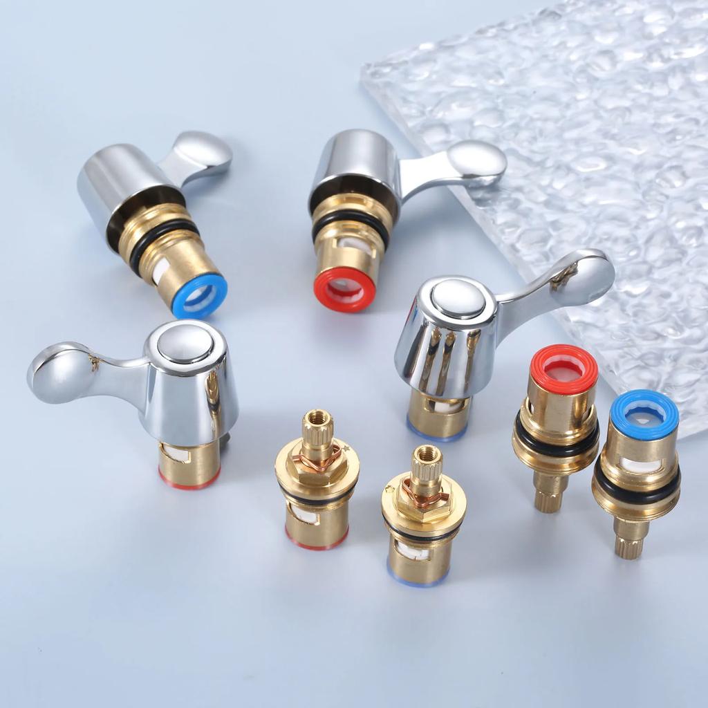 2 Sets Replacement Tap Handle Valve Core 43mm/53mm Manual Switch Faucet Cartridge Disc w/screw Brass Bathroom Faucet Accessory