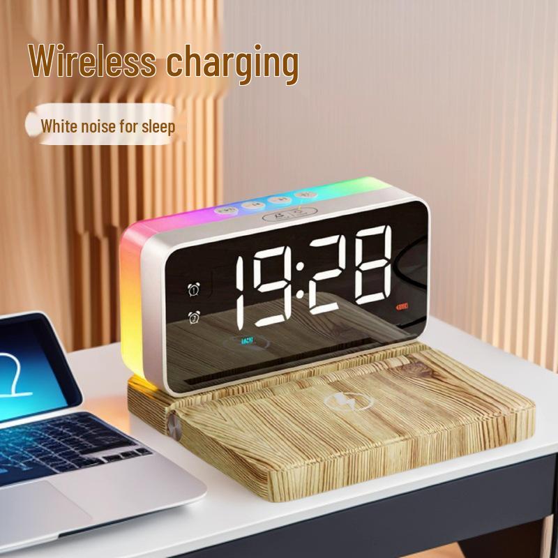 Multifunctional Wireless Charger: Bluetooth Speaker, USB Drive & Alarm Clock with Customizable Logo