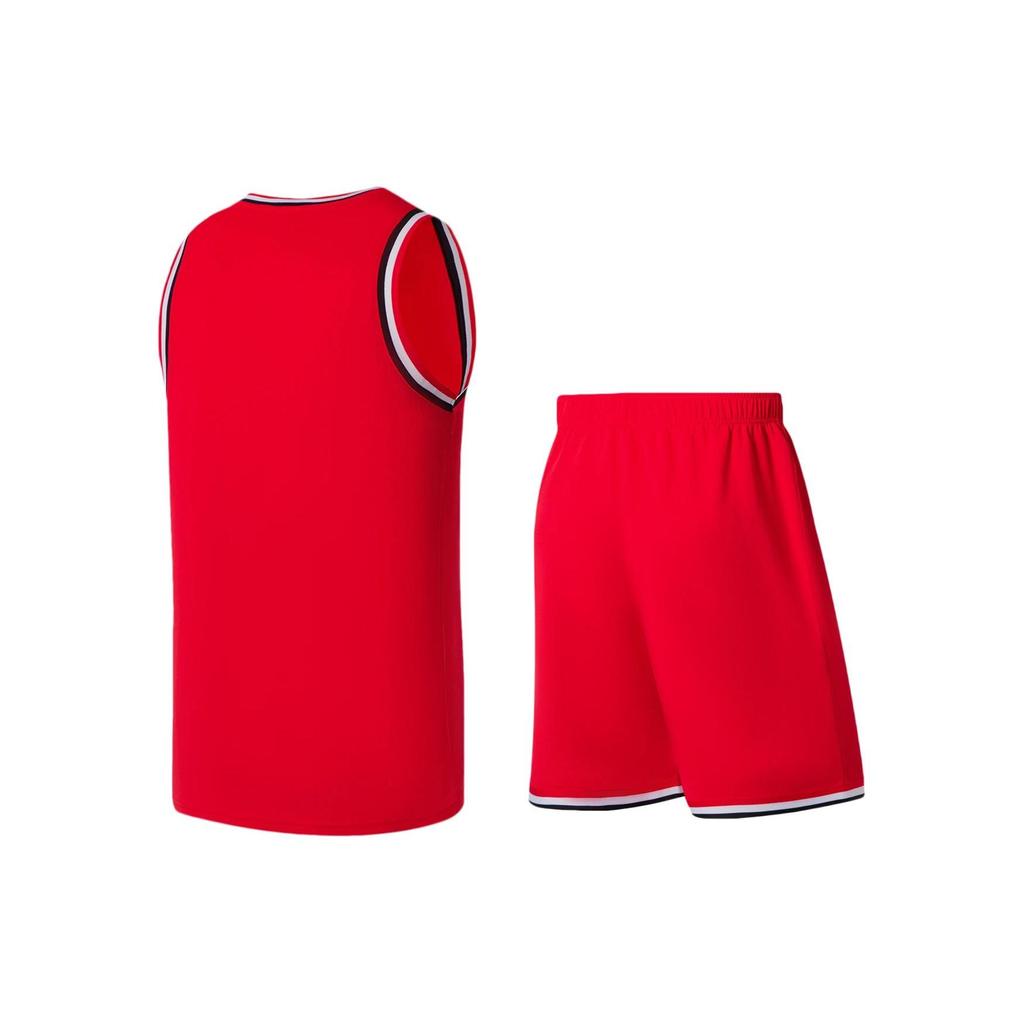 Li Ning Logo Printed Striped Round Neck Vest And Shorts Basketball Set Men Sportswear AATS003-2