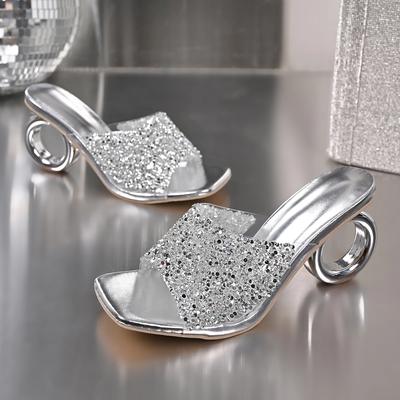 Modische Hausschuhe für Damen Spezielles Fersen-Design Damen Hausschuhe Luxuriöse Kristall-Sandalen mit hohen Absätzen Bankett Party Sandalen