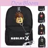 Mochila Roblox em Tecido Oxford Estampado Com Design Único de Corrente Para Estudantes