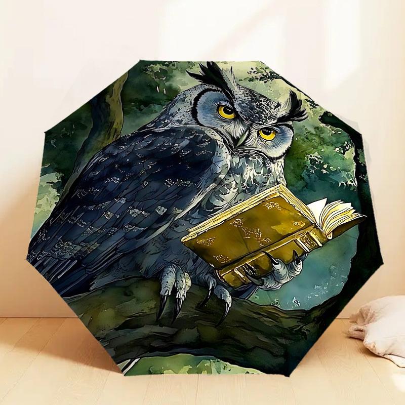 Wisdom Soars: The Enchanted Owl's Journey - Umbrella with Automatic Opening, Outdoor Protection, Lightweight and Durable Travel Accessory