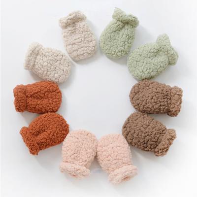 Warm Newborn Mittens Solid Color European Style Glove for Baby Boy Girl Autumn Winter Thicken Plush Anti-scratch Face Glove