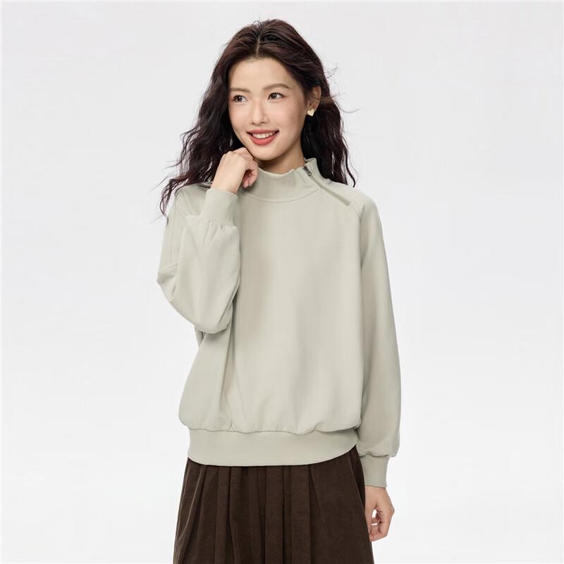 Giordano Women's Slanted Quarter-Zip Pullover Sweatshirt