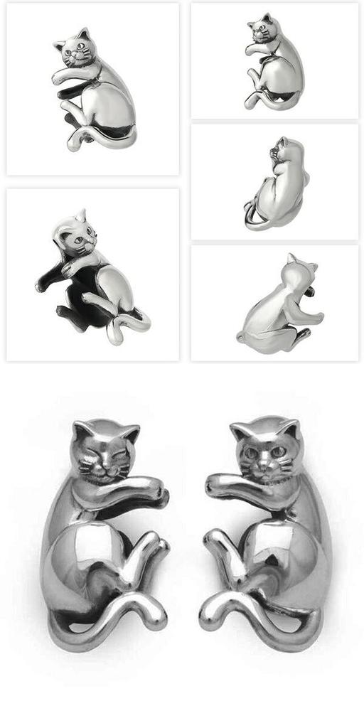 Sync Note by Dr. Monroe Cat Ear Cuff (1 Piece) for Left Ear, Women's, 925 Sterling Silver, Cat Design