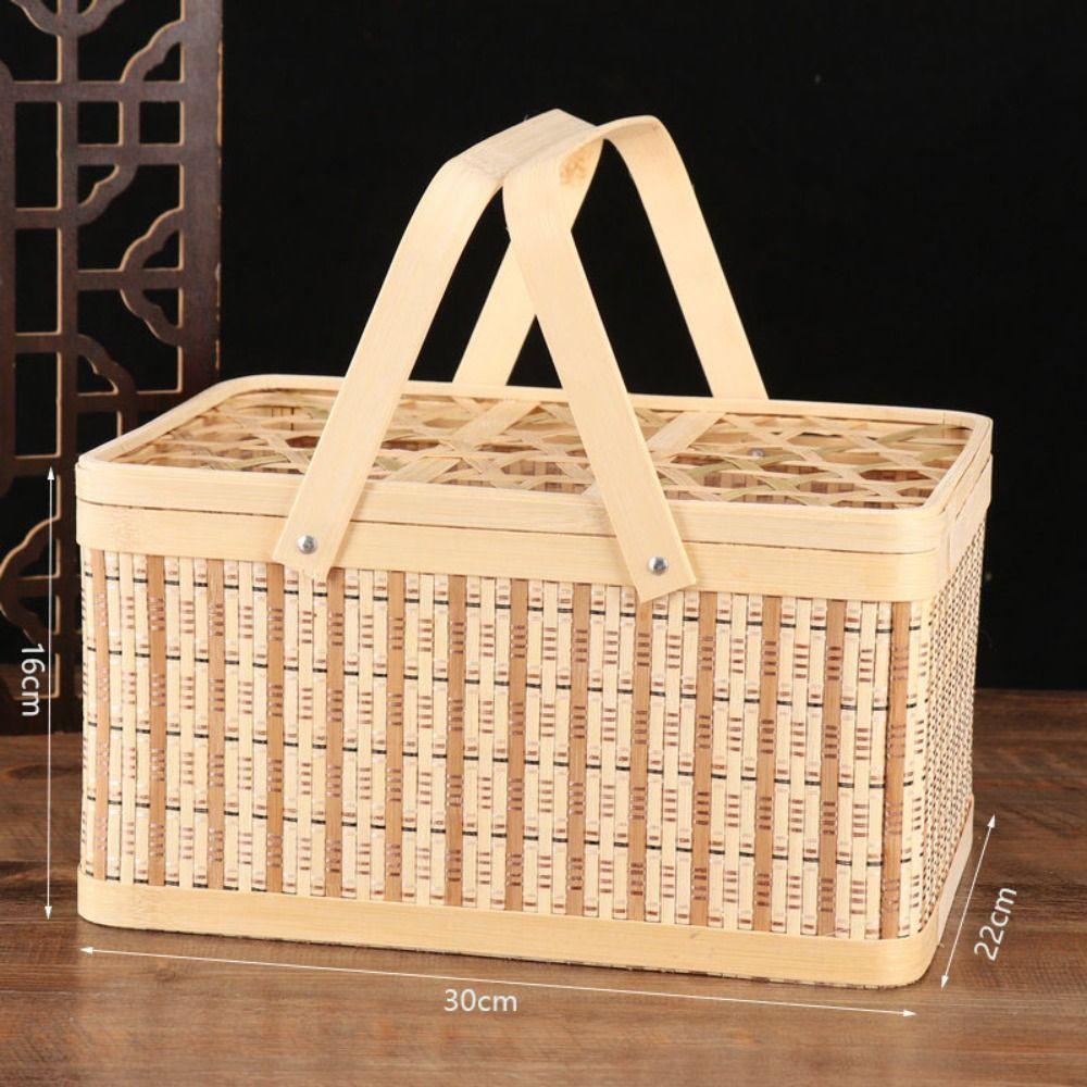 Vintage Bamboo Basket Natural Bread Storage Basket Bread Organizer Picnic Basket  Shopping