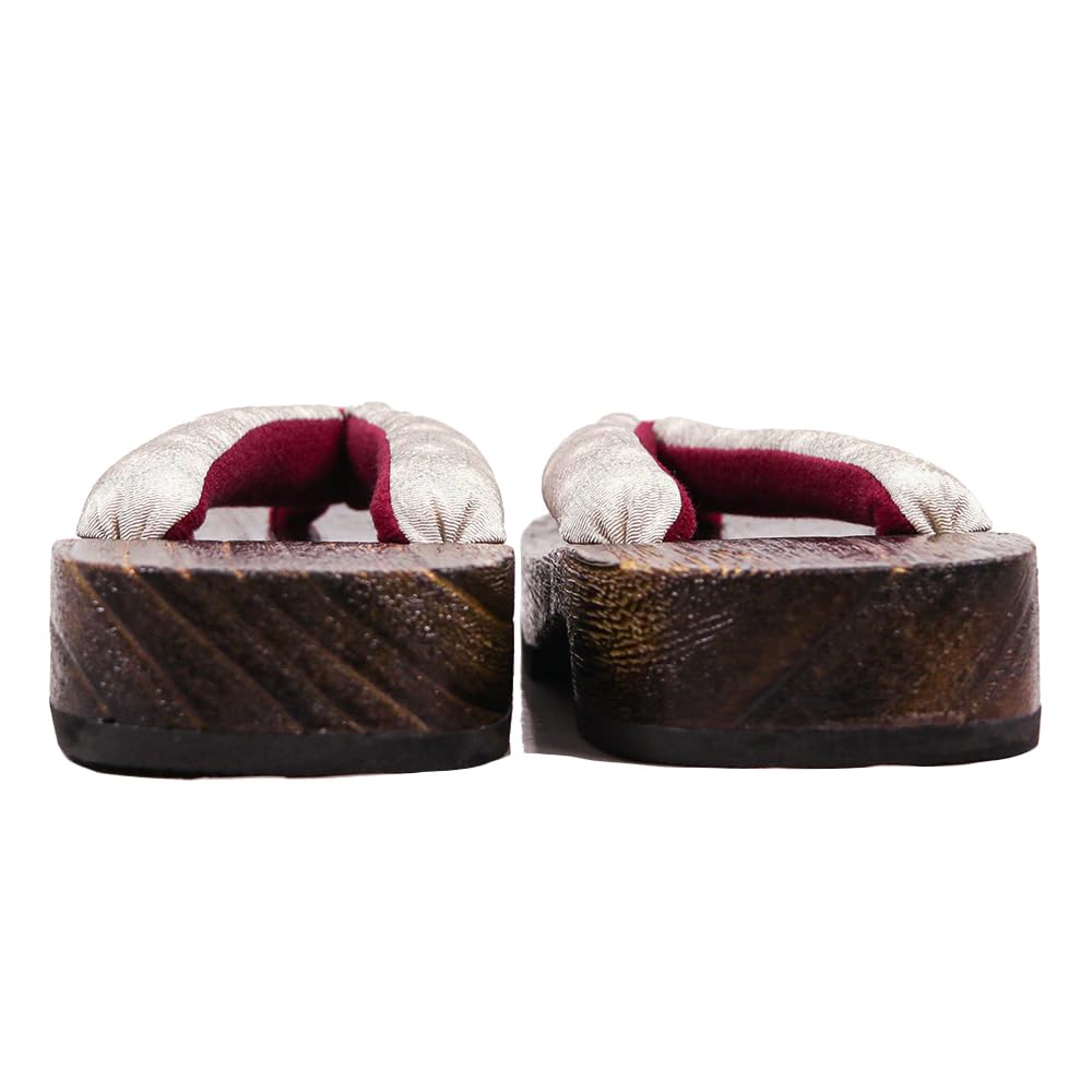 Geta Wooden In Burnt Paulownia Wood for Women [KYOETSU] (Japanese Clogs) Dull, (5 Beige, Medium)
