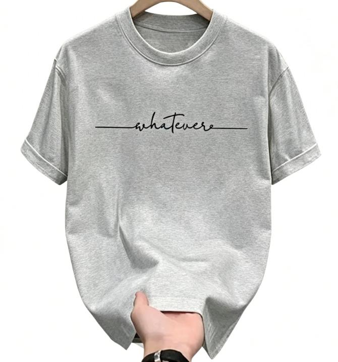Unisexs Summer Cotton Fashionable Casual Sports Loose Plus Size Simple Letter Printed Round Neck Short Sleeved Tshirt Topmild