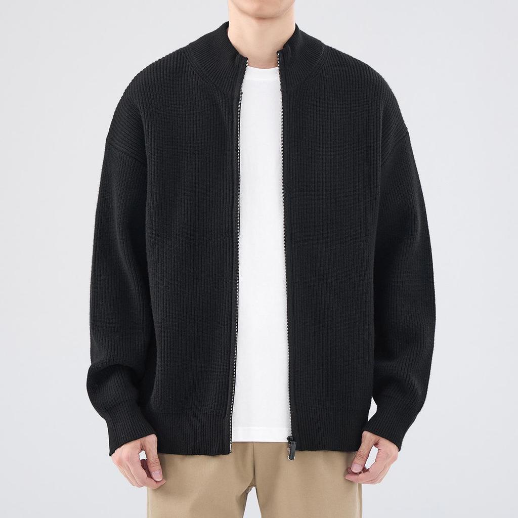 Men's Trendy Loose Knit Stand-Up Collar Zipper Cardigan - Autumn/Winter Versatile Outerwear.