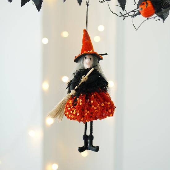 Halloween Witch Hanging Decoration Flying Witches Doll Spooky Witch Figurine Garden Yard Haunted House Decor
