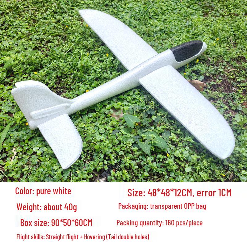 Children's 48CM Luminous Foam Glider Toy - Pure White Model for Outdoor Play