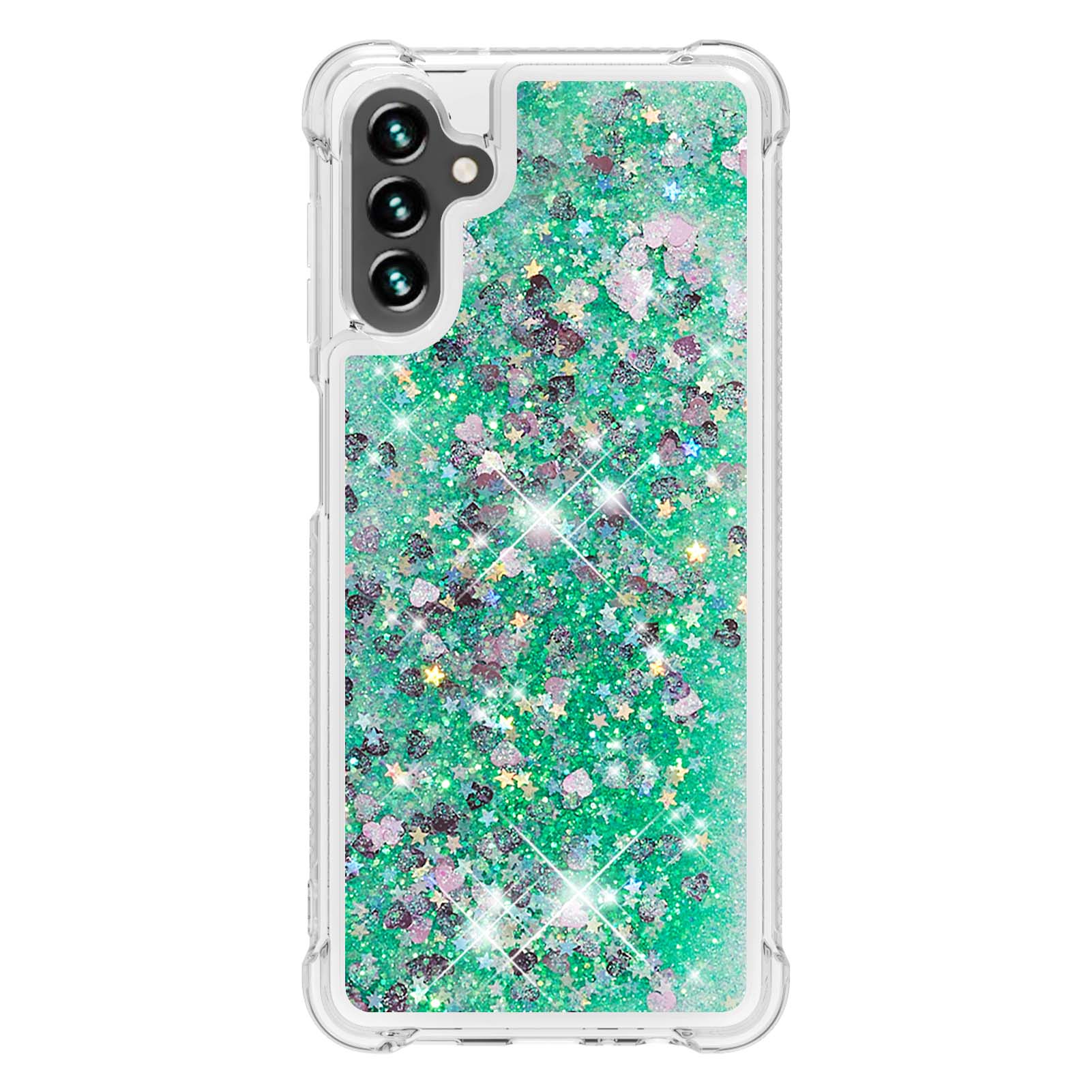 

For Samsung Galaxy A54 5G TPU Case Glitter Quicksand Shockproof Phone Back Cover Gold/Hearts
