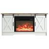 Fireplace TV Stand with Sliding Barn Door, 23 Electric Fireplace Entertainment Center with Adjustable Storage Cabinets, Farmhous