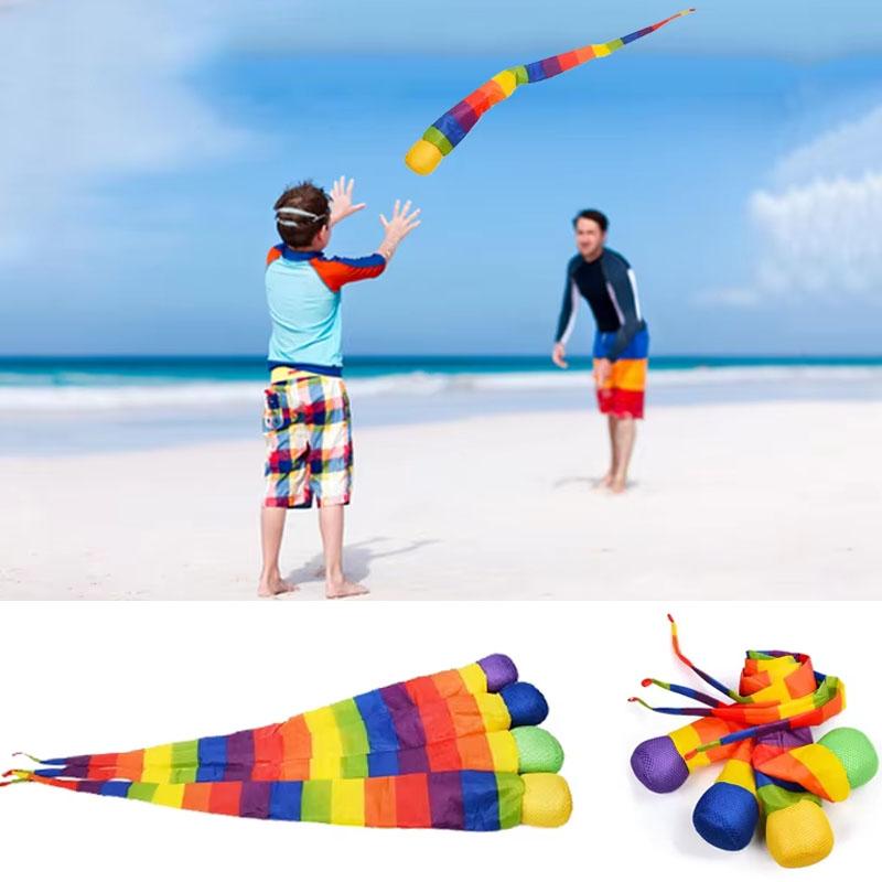 Rainbow Tail Ball Eco-Friendly Fabric Sandbag Meteor Ball Safe Catch Tail Soft Ball Kindergarten School Sensory Training Kid Toy