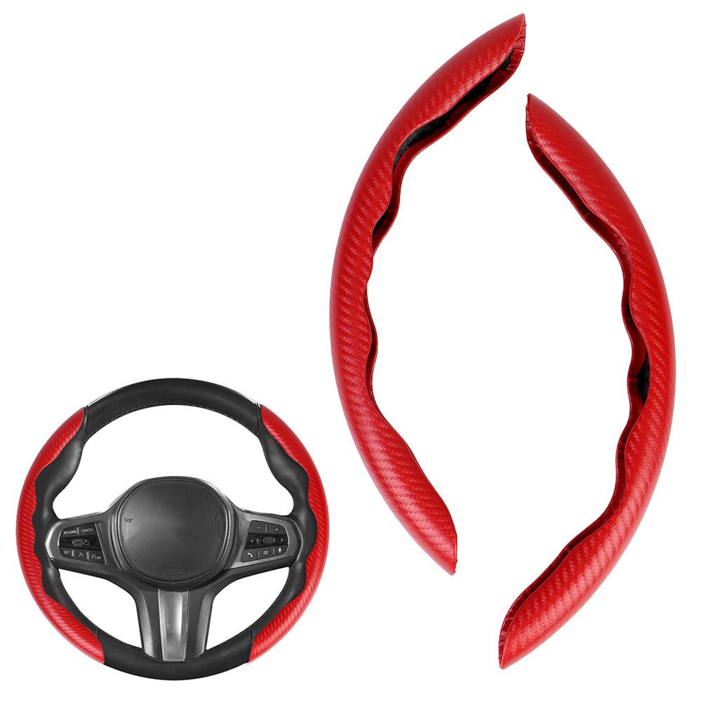 1 Pair Car Steering Wheel Covers Booster Micro Fiber Leather Auto Interior Decorative Accessories Universal Carbon Fiber Looking