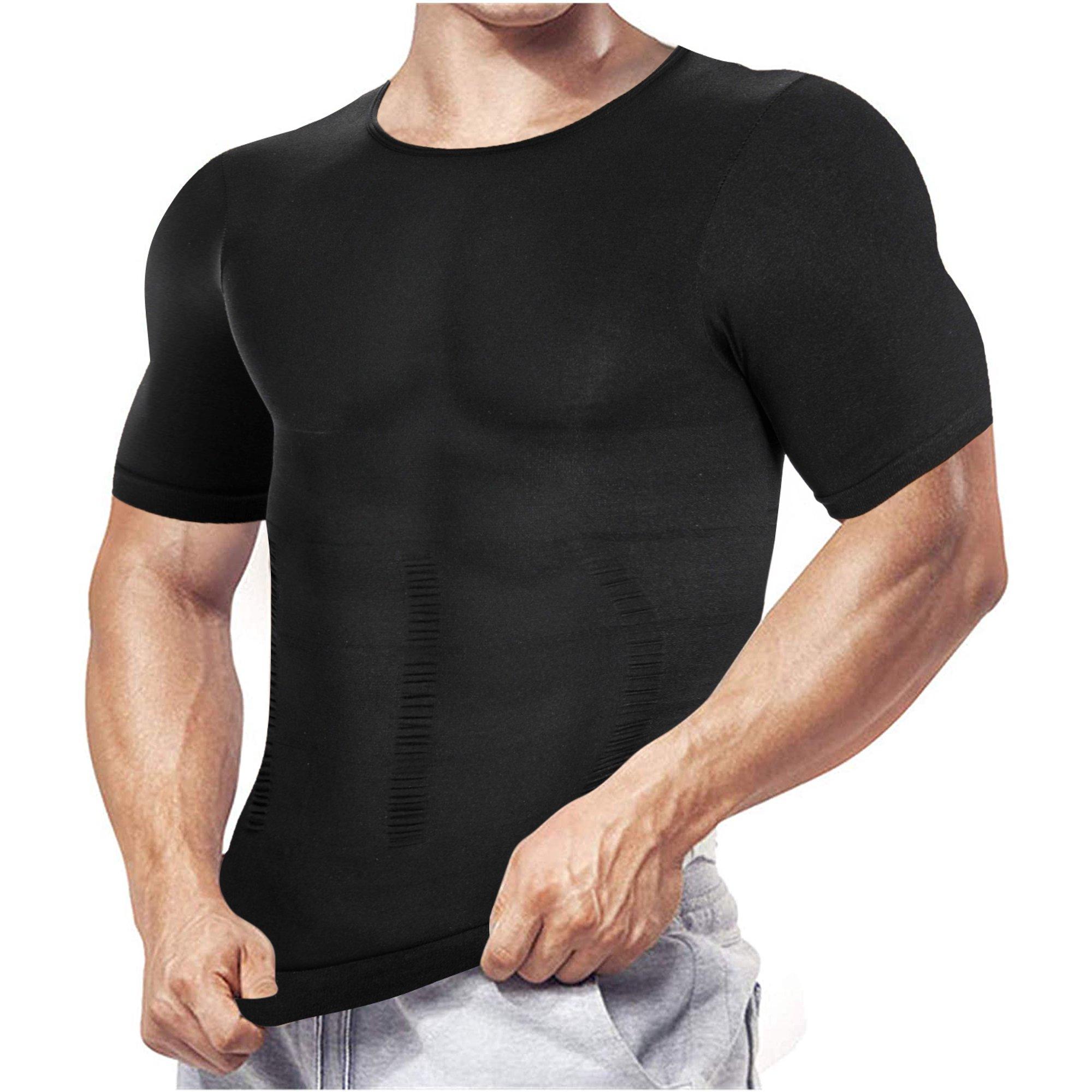 

Мужская компрессионная рубашка, майка для похудения, майка для тренировки живота, тонкий формирователь тела, корректирующее белье для контроля живота, спортивная спортивная футболка L чёрный