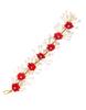 Anuradha Pearl Beautiful Hair Accessories For Women's & Girls -Stylish Red Rose Artificial Flowers Bun Juda Bridal Brooch & Braid For Hairstyle & D