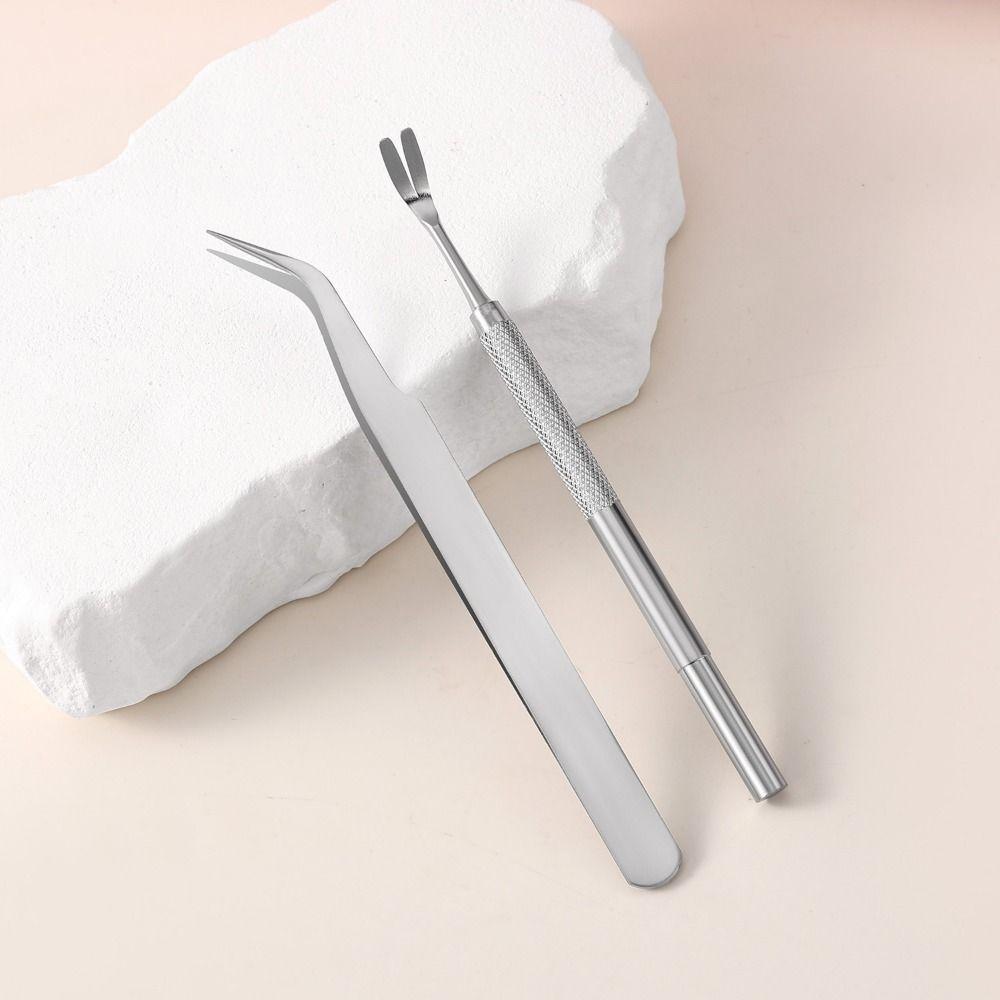 3Pcs/Set Stainless Steel Tick Removal Tool Tick Fork Double Headed Clamp Professional Tick Tweezers Portable Bend Clamp