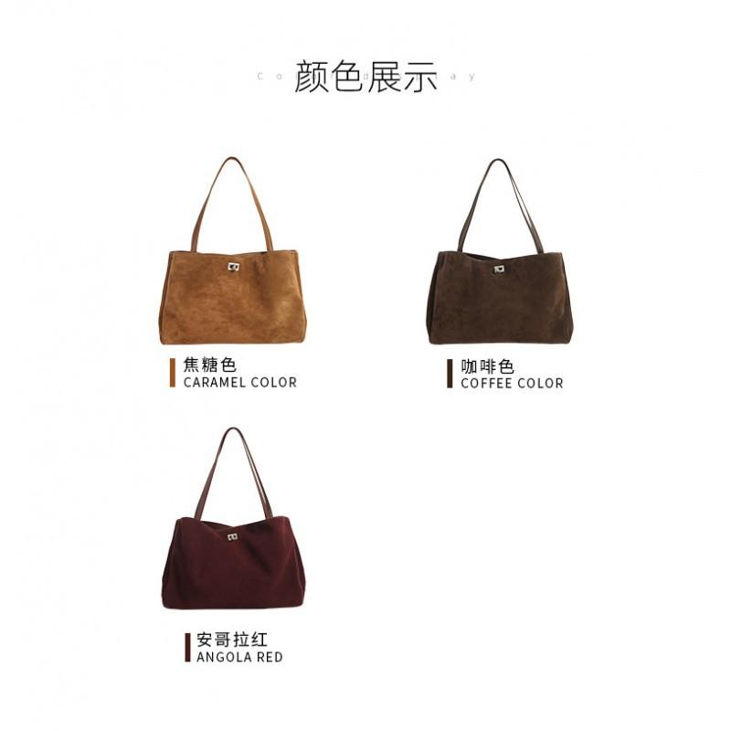 Matte Leather Large-capacity Commuting Shoulder Bag Real Cowhide Retro Light Luxury Tote Premium