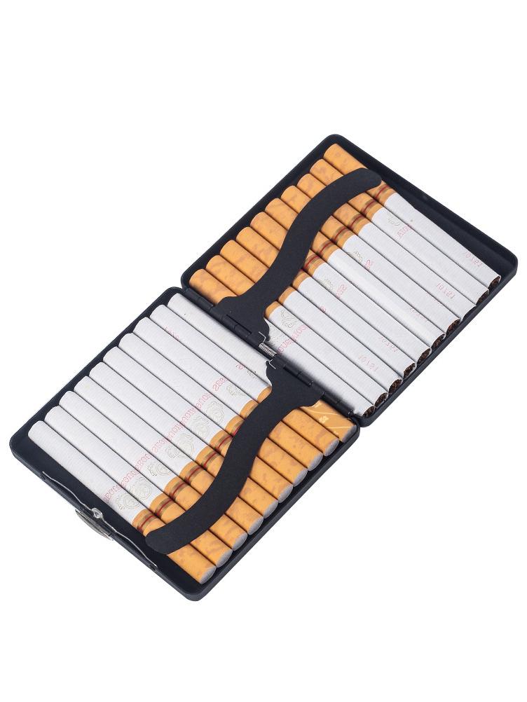 20-Piece Black Matte Metal Cigarette Case, Regular Size, Moisture-Proof & Pressure-Resistant, Minimalist Business Design for Men