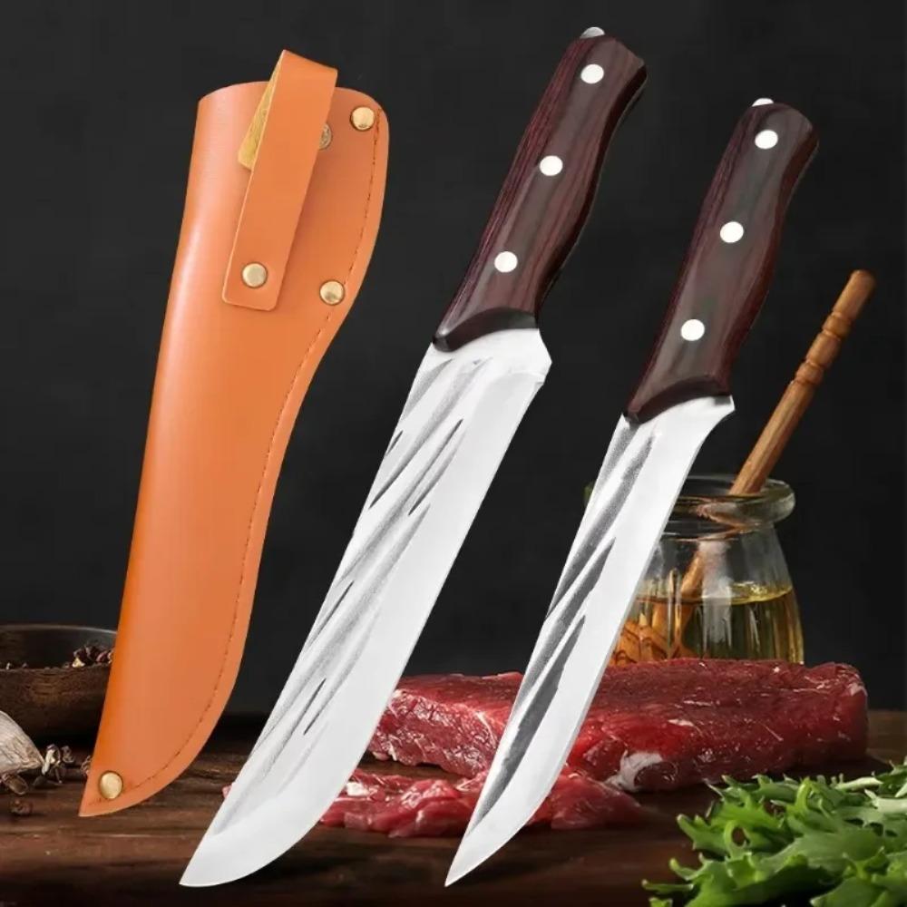 Barbecue Knife Slicing Meat Fruit Fish Filleting Utility Knife Kitchen Knives Wood Handle Forged Blade Chef Cooking Boning Knife