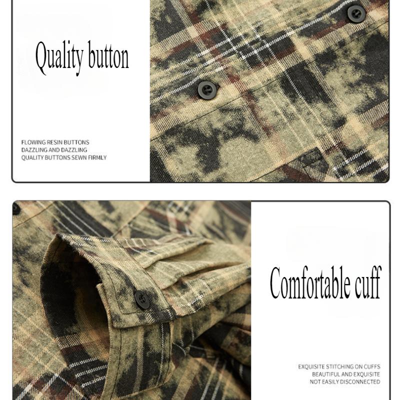 Spring Autumn Long Sleeves New Oversize Shirt For Men's Plaid Harajuku Clothing Casual Hawaiian Shirt