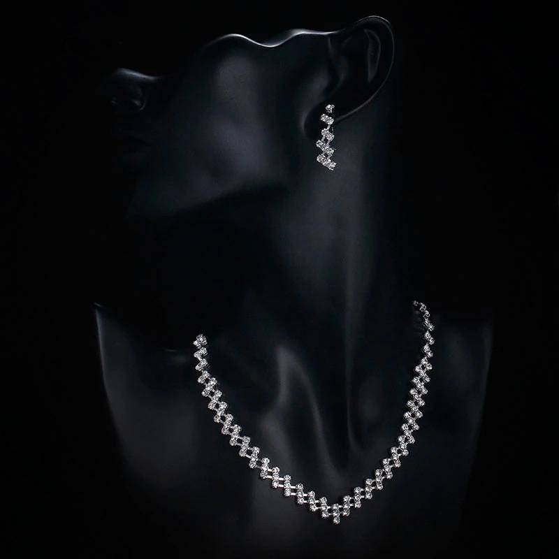 Minimalist Water Cube Necklace And Earrings Set For Brides And Women