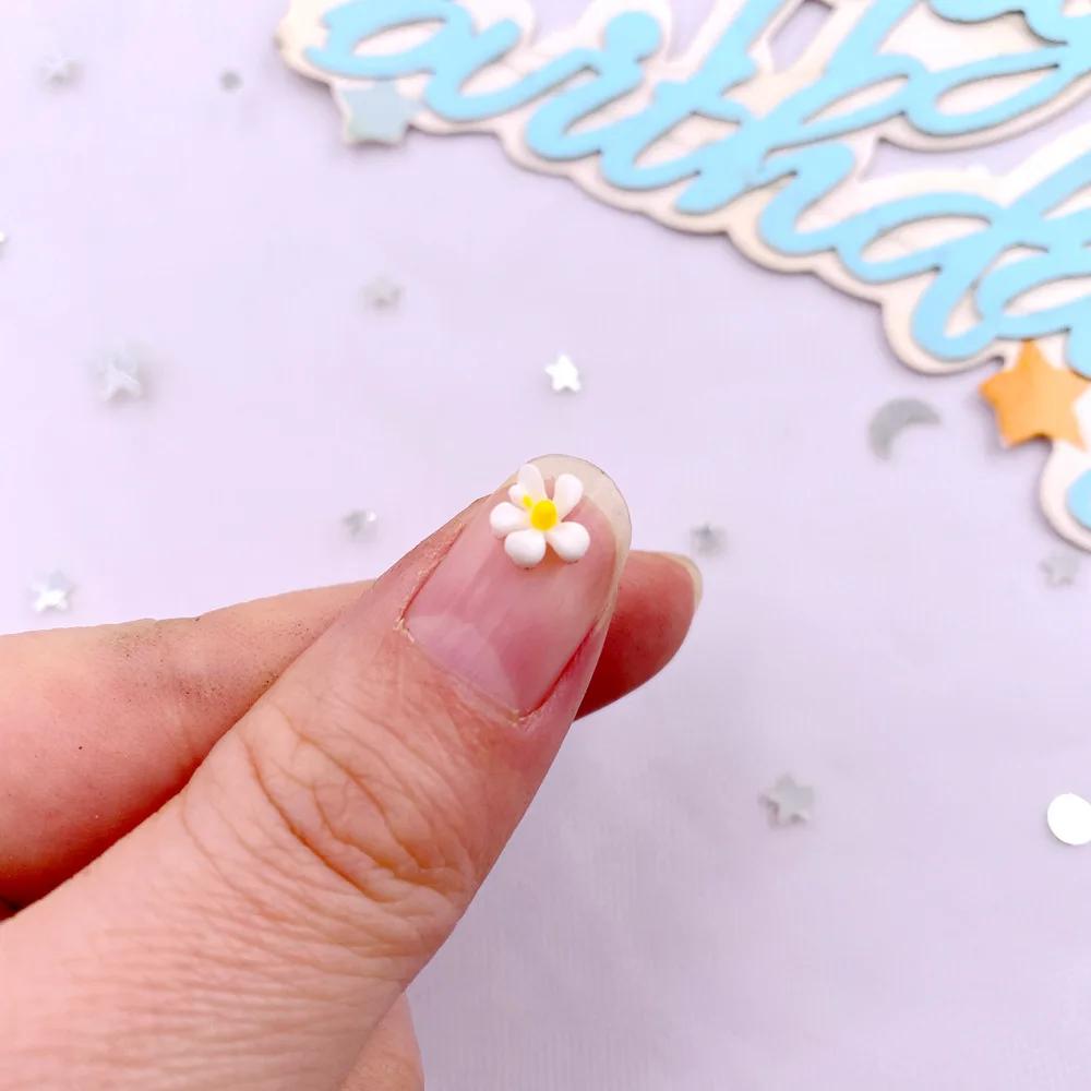 100Pcs 7mm Resin 3D Colorful Mini Osmanthus Flower Gems Flat back Stone Scrapbook Jewelry Wedding Applique Nail Art Decor Crafts