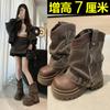 [Fanfna] European Denim Pants Short Boots Women's 2025 Autumn New Retro Thick-soled Heightening Stacking Boots
