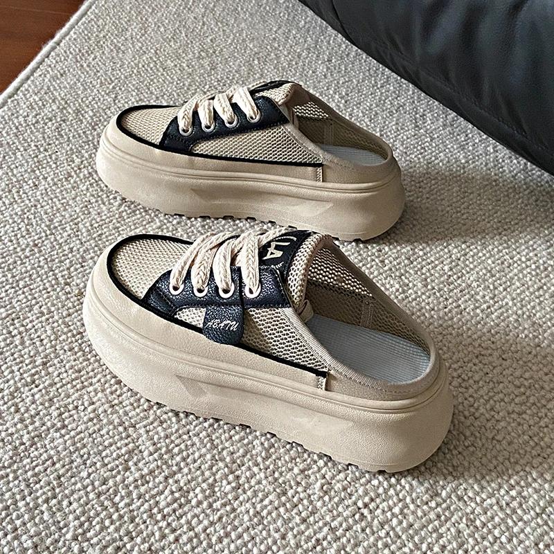 Fashion Ladies Shoes 2025 New Closed Toe Women's Slippers Fashion Lace-up Hot Sale Mesh Outdoor Best Seller Comfortable Casual Shoes