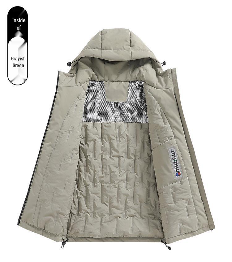 Men's Winter Graphene-Lined Hooded Jacket: Warm, Thick, Loose Fit for Outdoor Sports